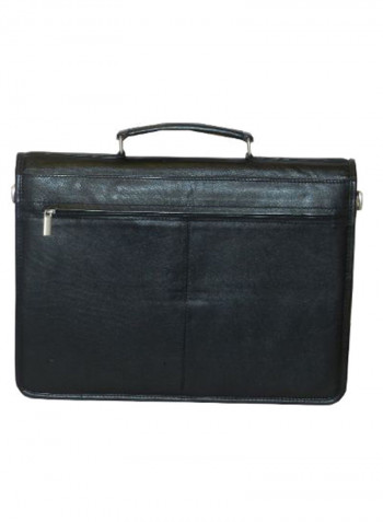Leather Office Shoulder Bag Black