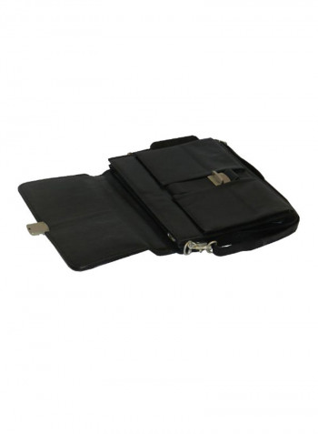 Leather Office Shoulder Bag Black