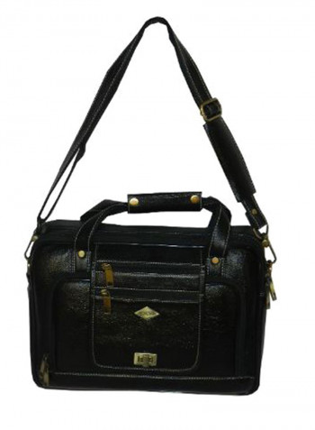 Leather Office Shoulder Bag Black