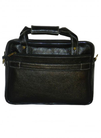 Leather Office Shoulder Bag Black