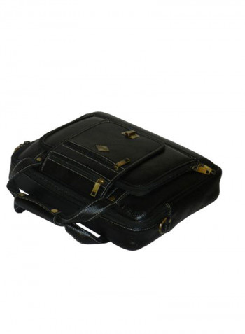 Leather Office Shoulder Bag Black