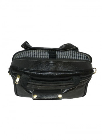Leather Office Shoulder Bag Black