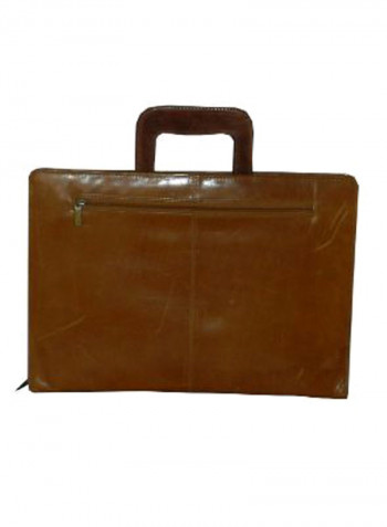 Leather Office Shoulder Bag Brown