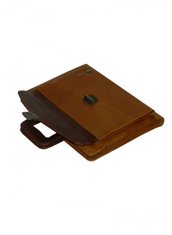 Leather Office Shoulder Bag Brown