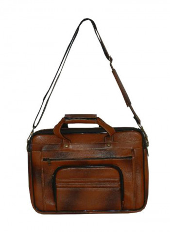 Leather Office Shoulder Bag Brown