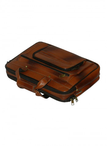 Leather Office Shoulder Bag Brown