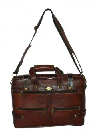 Leather Office Shoulder Bag Burgundy