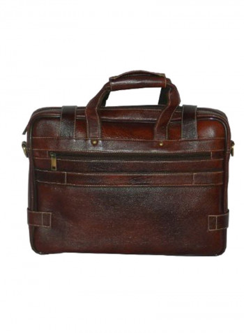 Leather Office Shoulder Bag Burgundy
