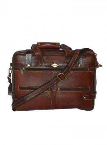 Leather Office Shoulder Bag Burgundy