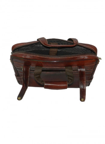 Leather Office Shoulder Bag Burgundy