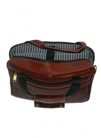 Leather Office Shoulder Bag Burgundy