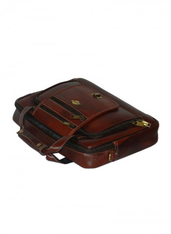 Leather Office Shoulder Bag Burgundy