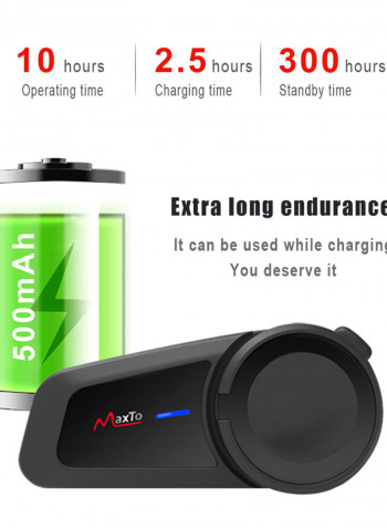 M2 Motorcycle Helmet Intercom Wireless In-Ear Earphones Black