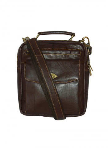 Genuine Leather Designer Travel Crossbody Bag Brown