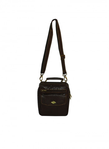 Genuine Leather Designer Travel Crossbody Bag Brown