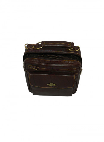 Genuine Leather Designer Travel Crossbody Bag Brown
