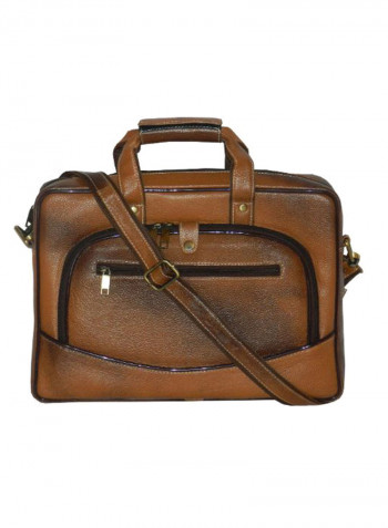 Leather Office Shoulder Bag Brown