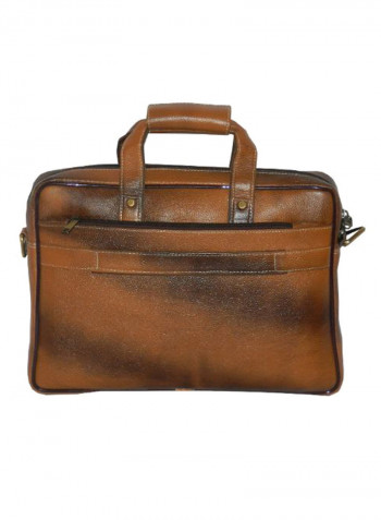 Leather Office Shoulder Bag Brown