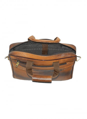 Leather Office Shoulder Bag Brown