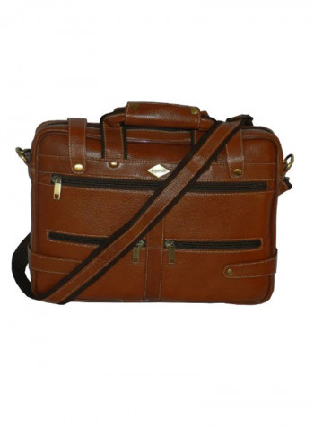 Leather Office Shoulder Bag Brown