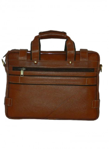 Leather Office Shoulder Bag Brown