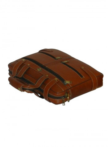 Leather Office Shoulder Bag Brown