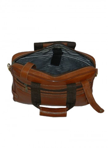 Leather Office Shoulder Bag Brown