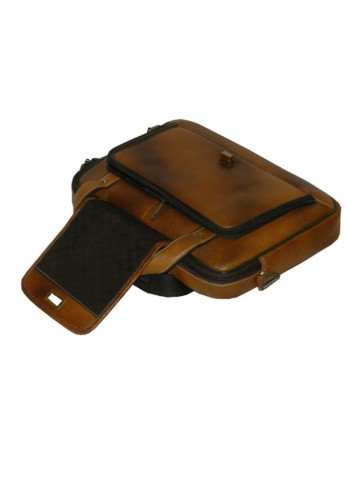 Leather Office Shoulder Bag Brown