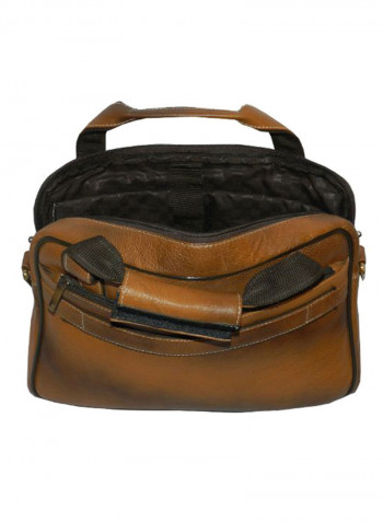 Leather Office Shoulder Bag Brown
