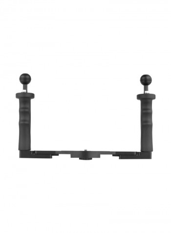Dual Handle Aluminum Alloy Diving Camera Video Stabilizer Bracket Black
