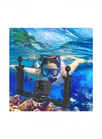 Dual Handle Aluminum Alloy Diving Camera Video Stabilizer Bracket Black