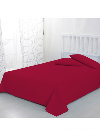 3-Piece Egyptian Cotton Flat Sheet And Pillowcase Set Cotton Hot Pink Super King
