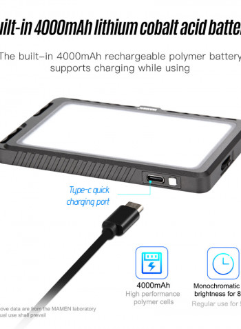 Mamen LED-72R RGB Video Light Lamp 9 Lighting Effects Dimmable Black