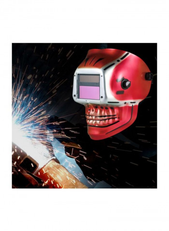 Solar Power Auto Darkening Welding Helmet Red/Silver 33.5x23.9x24.6centimeter