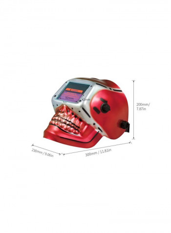 Solar Power Auto Darkening Welding Helmet Red/Silver 33.5x23.9x24.6centimeter