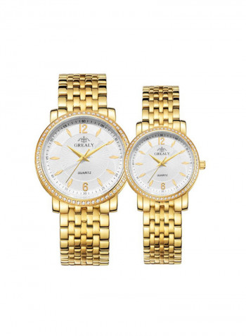 Stylish Waterproof Analog Couple Watch Set NSSB037006292