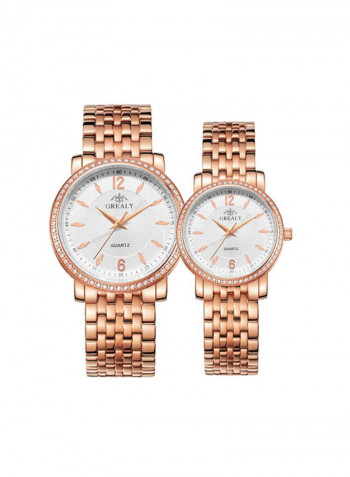 Stylish Waterproof Analog Couple Watch Set NSSB037006294