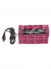 10-Piece Compact Ceramic Hot Roller Set Black/Pink