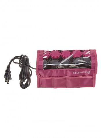 10-Piece Compact Ceramic Hot Roller Set Black/Pink