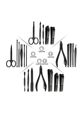 18 In 1 Stainless Steel Professional Manicure Set Black