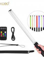 Luxceo Handheld Portable LED Video Light Wand with Carrying Bag Remote Control Multicolor