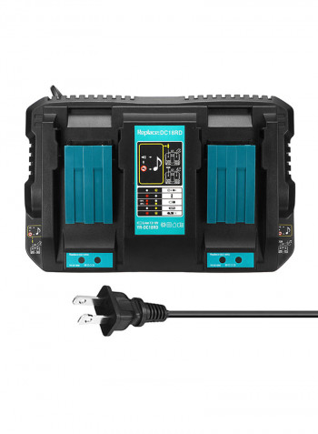 Dual USB Port Battery Charger Black/Blue