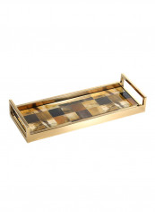 Rectangular Tray with Horn Stripes Multicolour 1564g