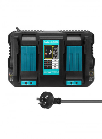 Dual USB Port Battery Charger Black/Blue