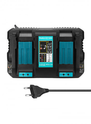 Dual USB Port Battery Charger Black/Blue