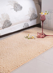 1-Piece Home Floor Rug Modern Solid Color Thickened Supple Anti-Slip Carpet Beige S