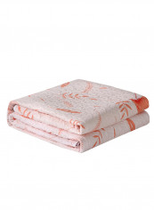 Floral Pattern Flannel Blanket Cotton Orange/White 150x200centimeter