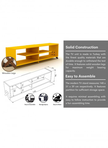Kipp TV Unit Walnut Yellow 145 x 31 x 39centimeter
