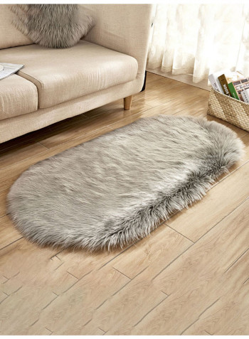 Oval Shape Soft Fluffy Area Rug Grey 80x120centimeter