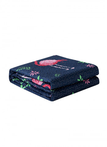 Soft Floral Printed Bed Blanket Cotton Blue 200x220centimeter